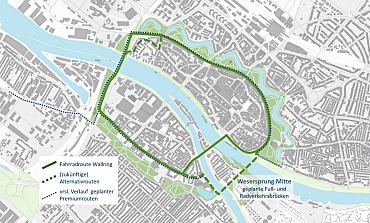 Übersichtsplan zur Fahrradroute Wallring