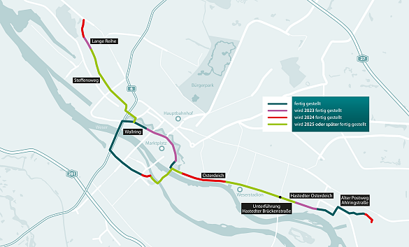 Übersichtskarte Radpremiumrouten Wallring und D.15, Quelle: ASV