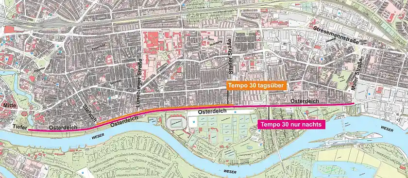 Übersichtskarte zu der neuen Tempo-30-Regelung, Quelle: ASV
