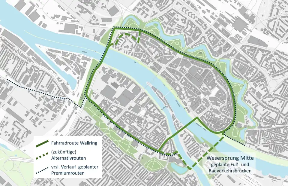 &Uuml;bersicht zur geplanten Radpremiumroute "Wallring", Bild &copy;SKUMS